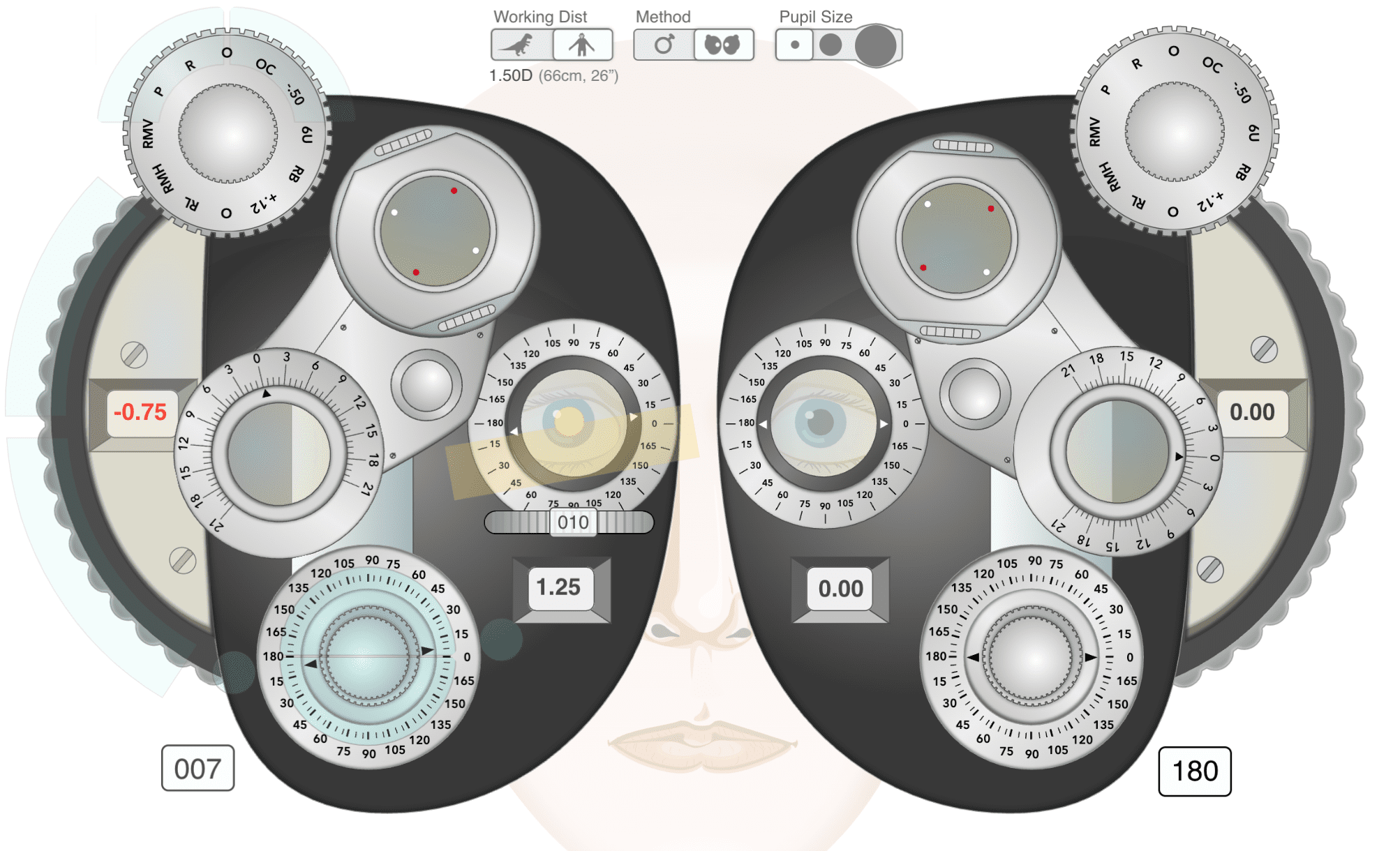 Retinoscopy simulator screenshot